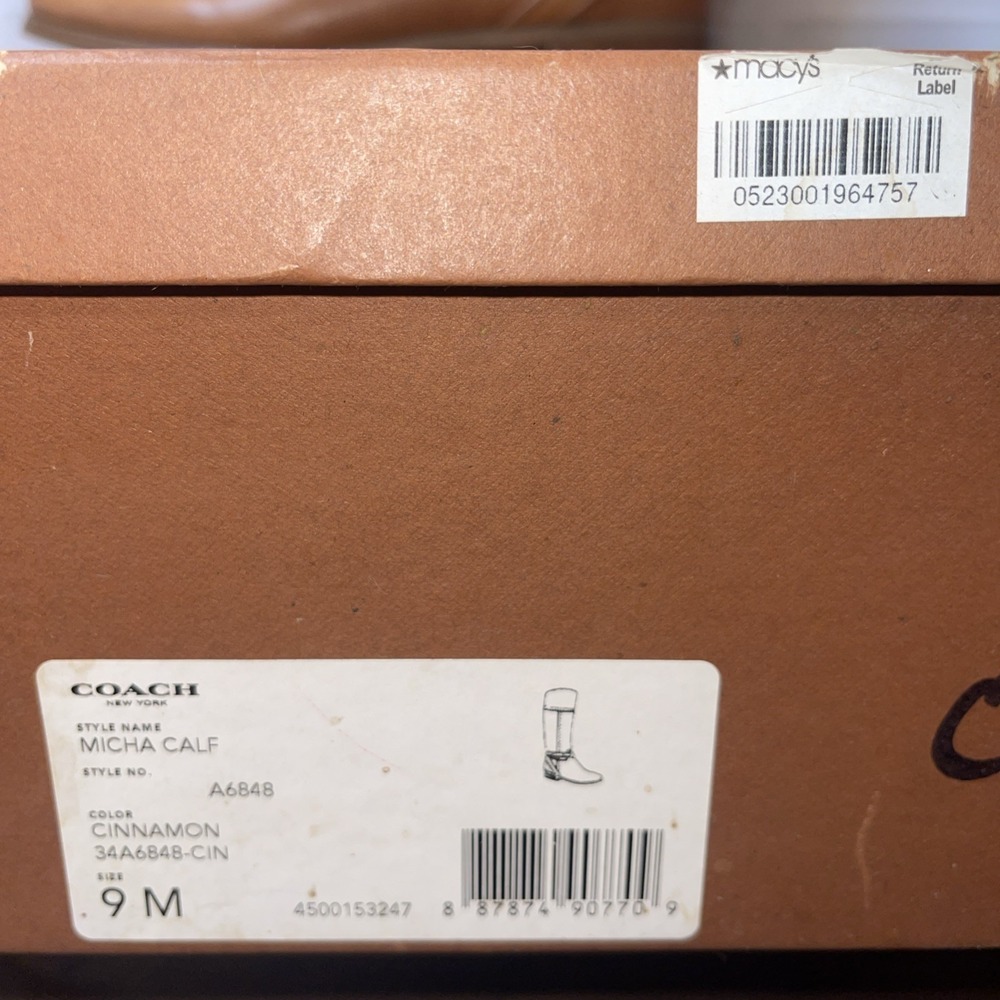 COACH New York "Micha Calf" Leather Women's Boots CINNAMON Style-A6848 Size‎ 9MB - Picture 16 of 16